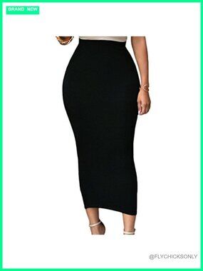 High Waist Bodycon Maxi Pencil Skirt Stretch Sheath Long Skirt